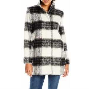 NWT Kensie Women's Mohair Wool Stand Collar Blanket Plaid Coat - Size S